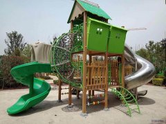 石家庄大型无动力儿童游乐设施塑木不锈钢滑梯